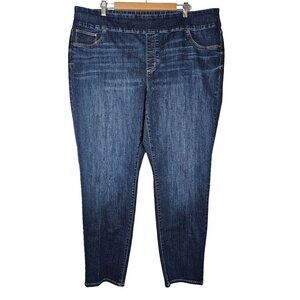Chicos Womens Jeggings Elastic Waist Stretchy Skinny Fit 20R/4R Dark Wash